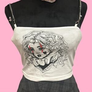 Shein White and black gothic fairy tank top
